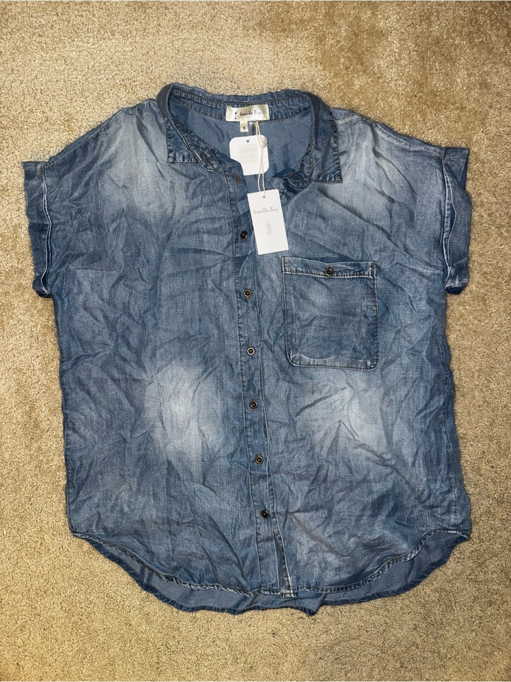 Vanilla Bay Washed Blue Short-Sleeve Button-Down Shirt